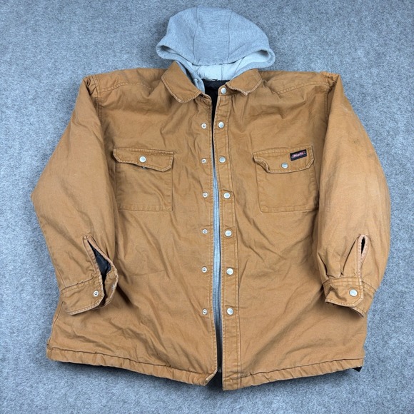 Dickies Other - Dickies Hooded Canvas Jacket Mens Large Tan Brown Quilted Lined Workwear Coat